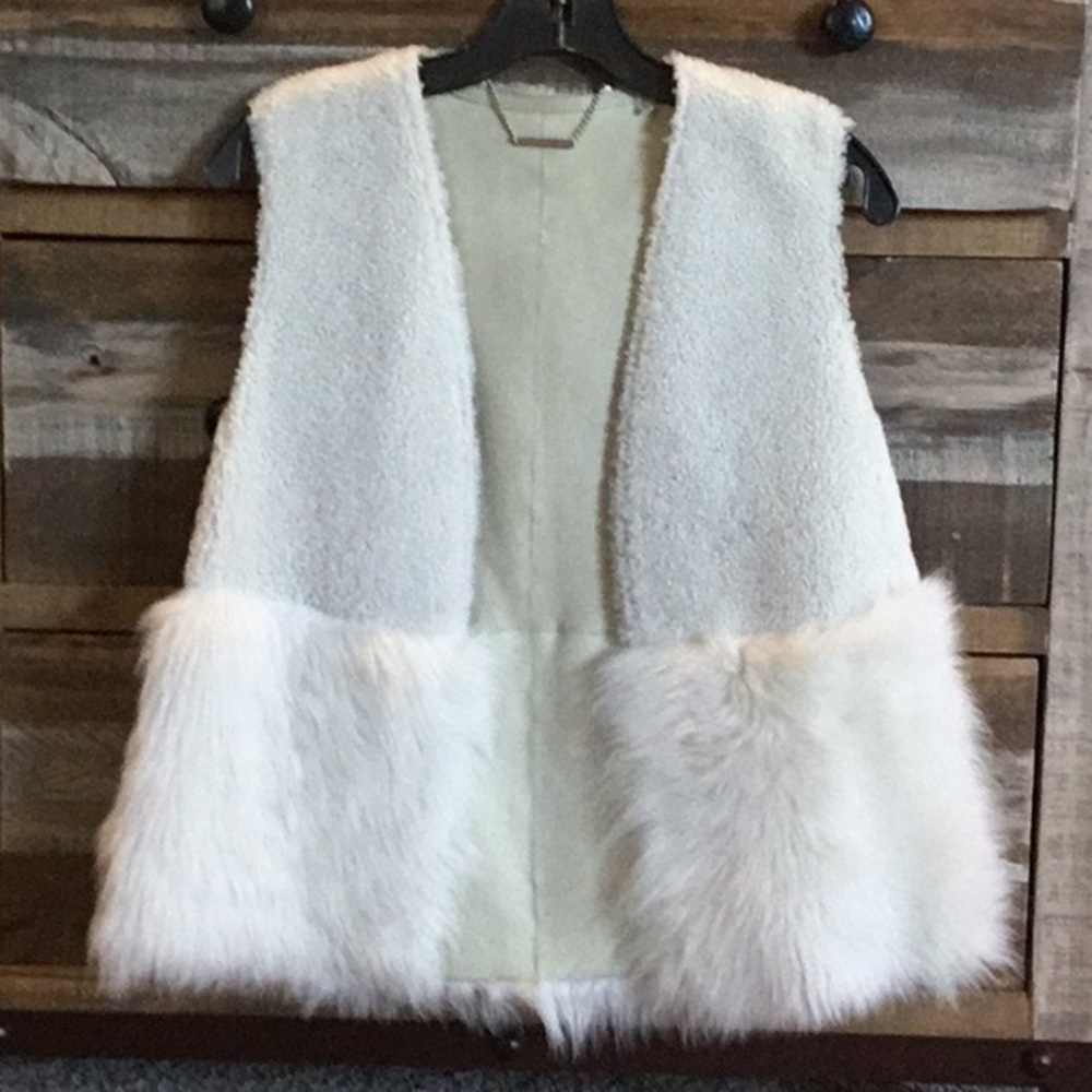 Elie Tahari laether and fur vest